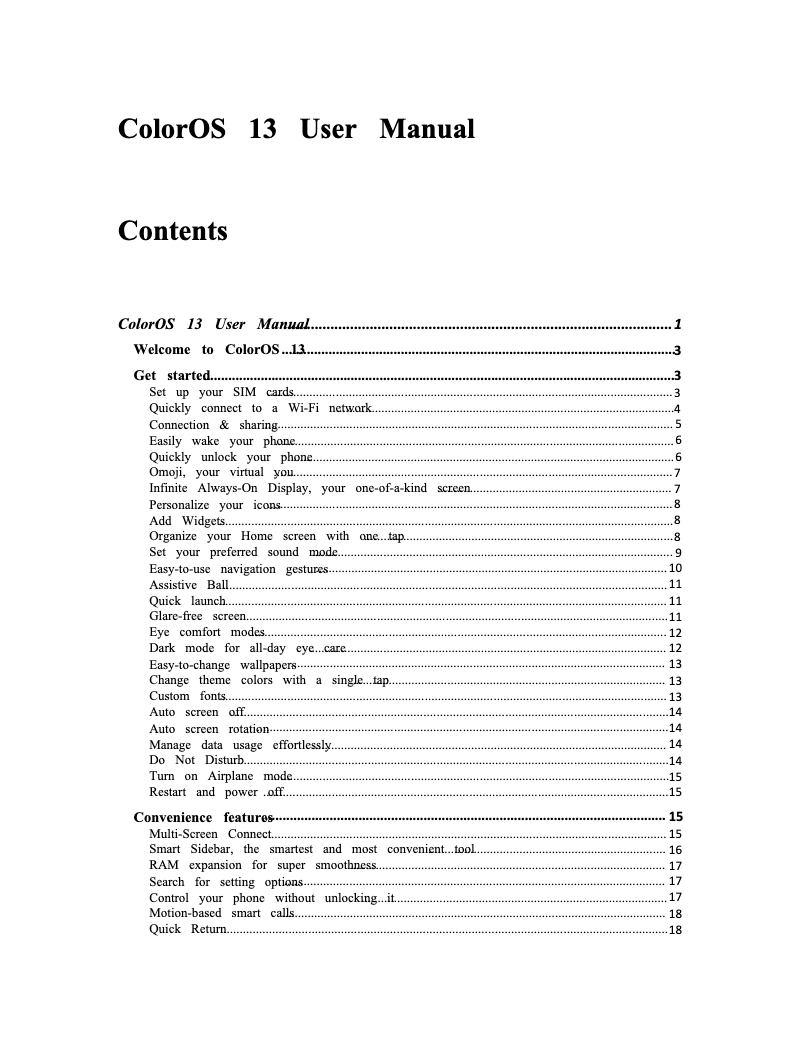 Image de la première page du manuel de l'appareil Reno 10 Pro+