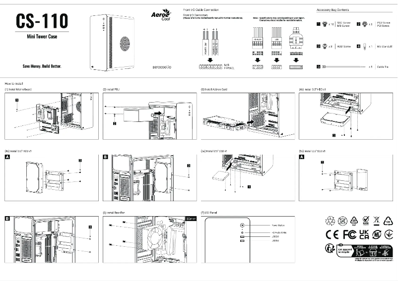 Page 1 de la notice Manuel utilisateur AeroCool CS-110