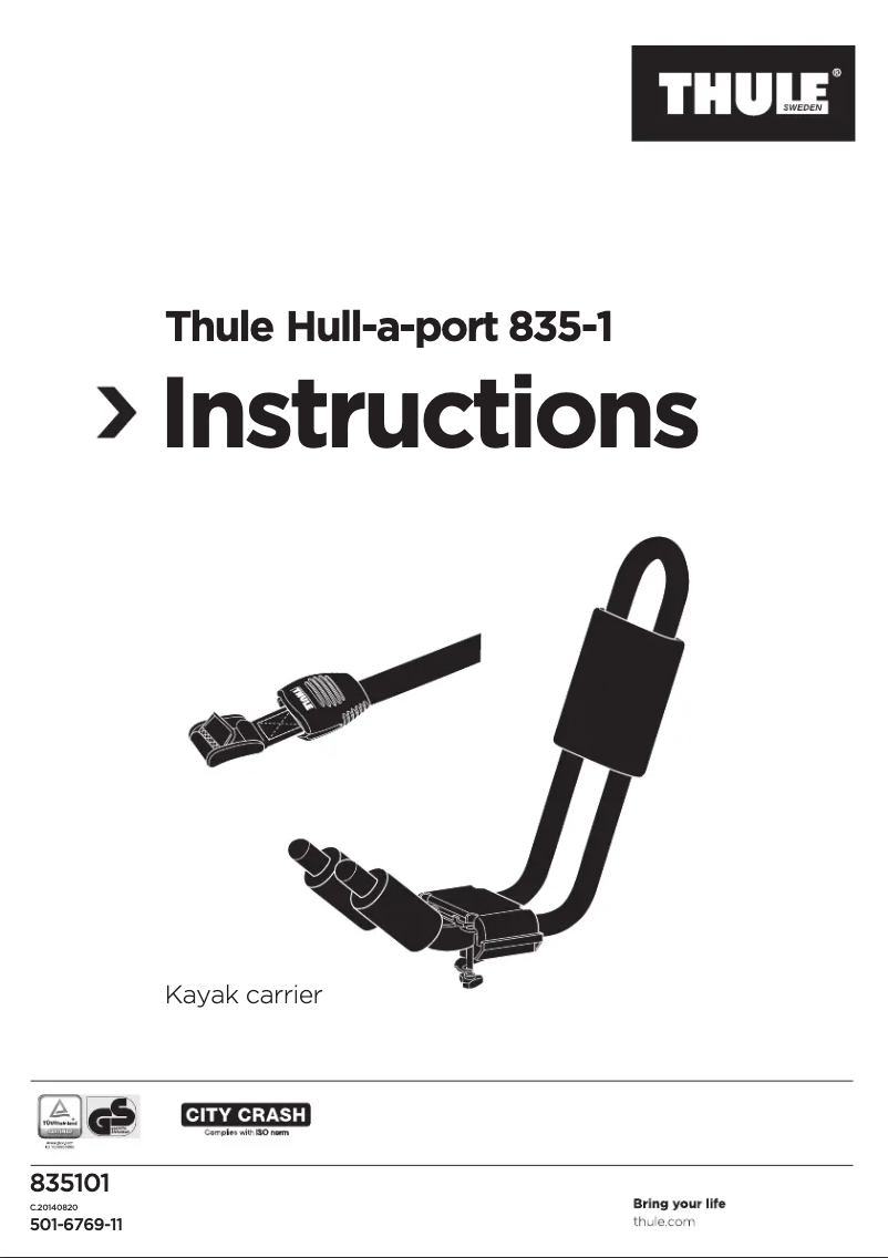 Page 1 de la notice Manuel utilisateur Thule Hull-a-Port 835-1