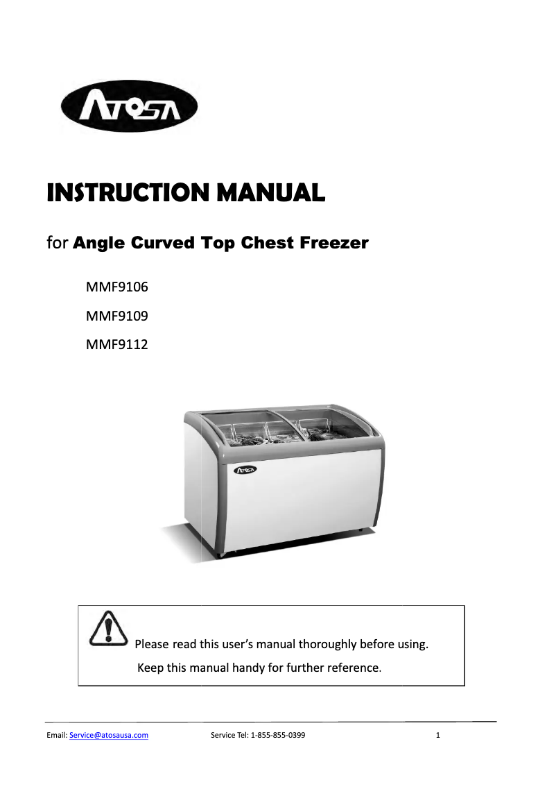 Page n°1 - Guide d'installation Atosa Commercial MMF9112