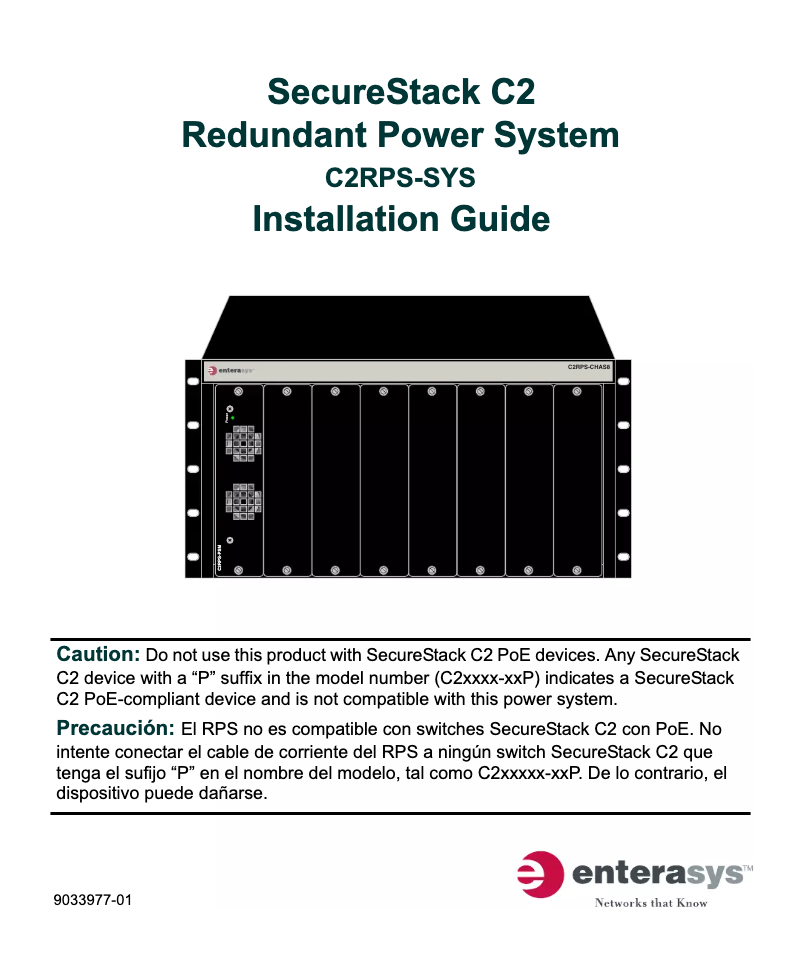 Imagen de la primera página del manual del dispositivo SecureStack C2 Redundant Power System