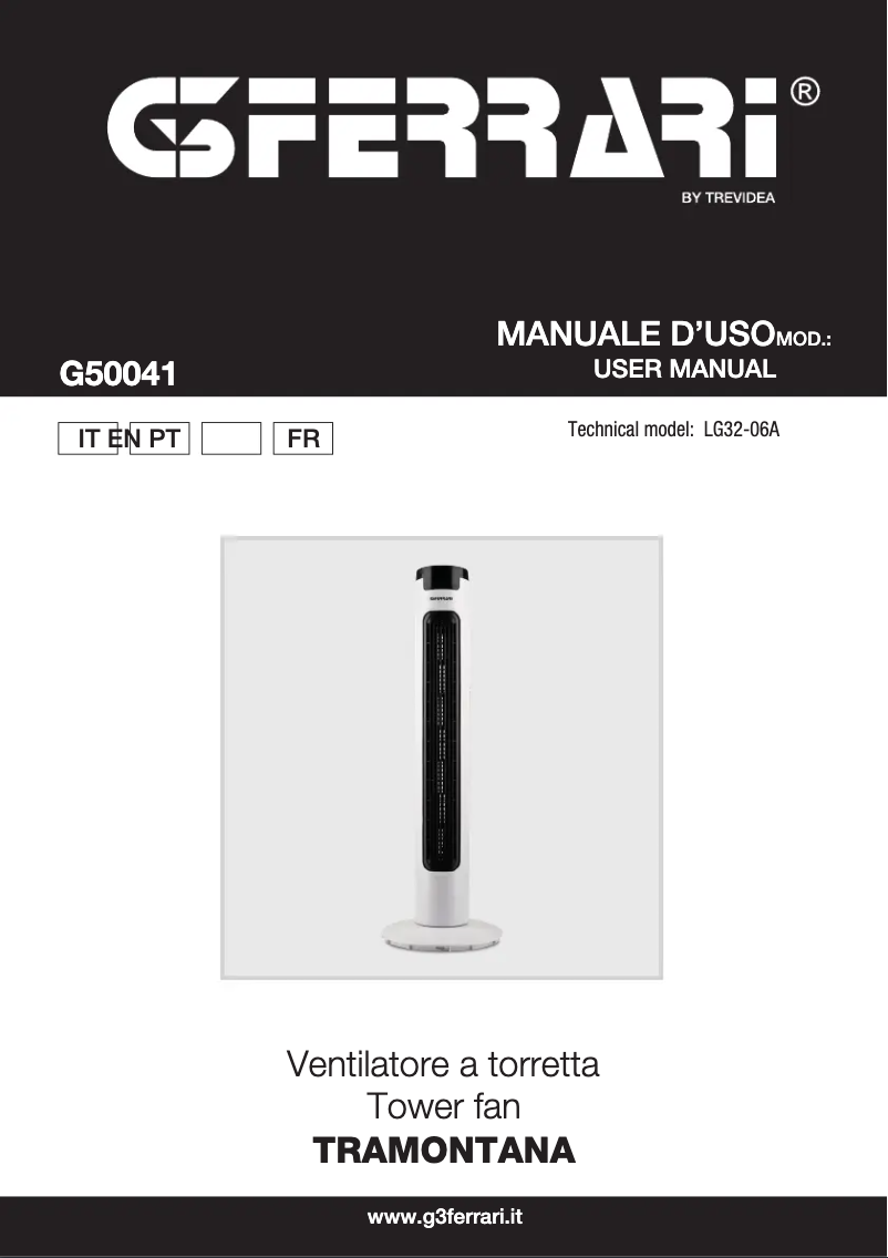 Page 1 of the manual User Manual G3 Ferrari Tramontana G50041