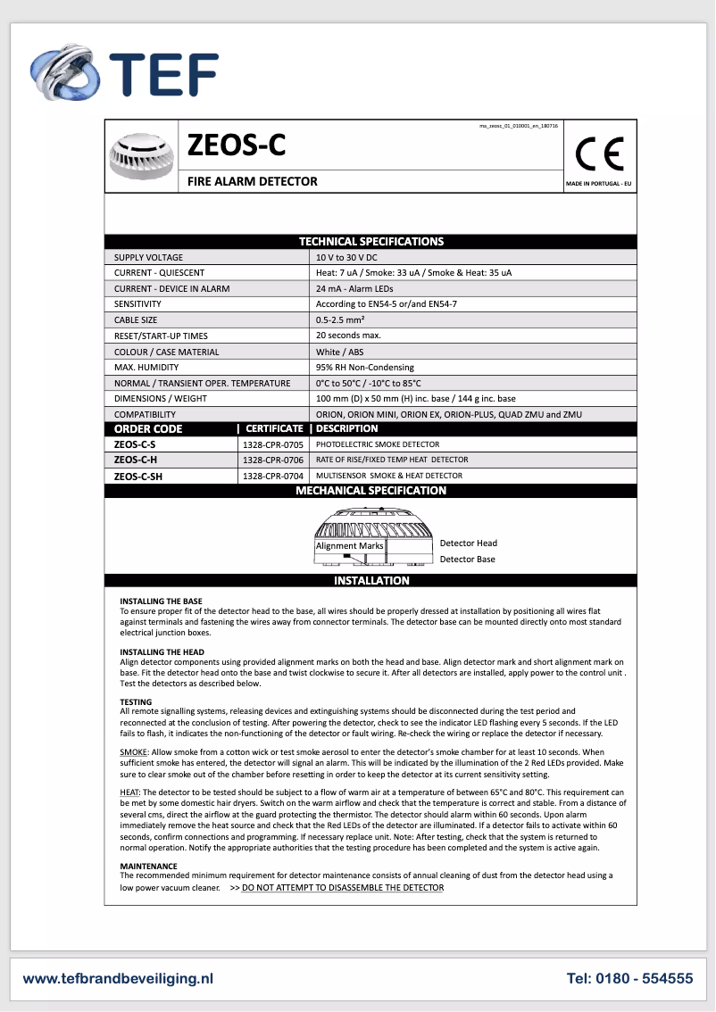 Page 1 de la notice Manuel utilisateur TEF ZEOS-C