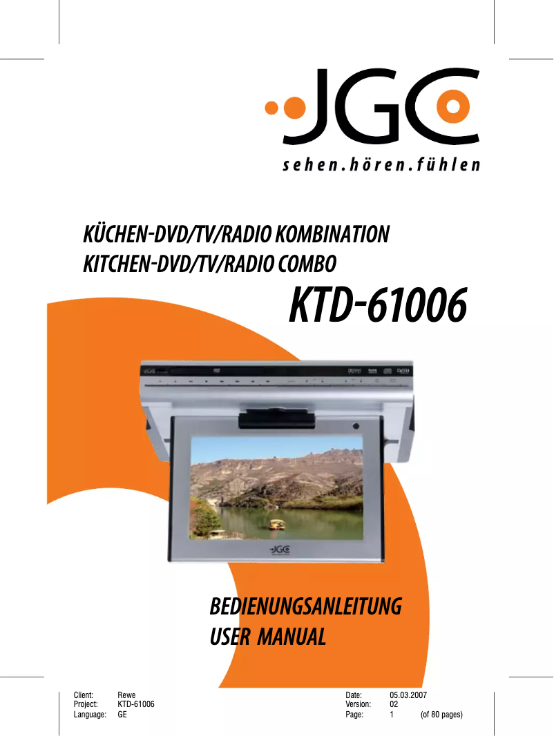 Page 1 de la notice Manuel utilisateur JGC KTD-61006