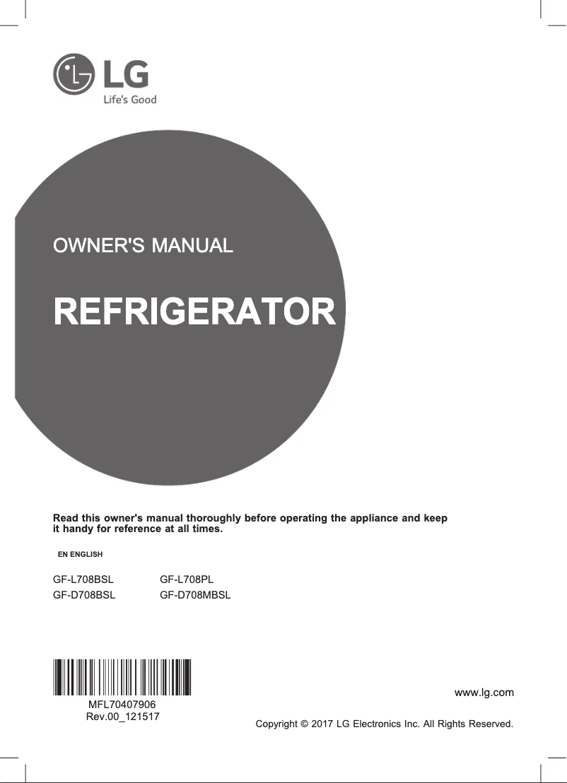 Page 1 de la notice Manuel utilisateur LG GF-D708