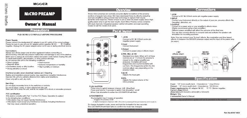 Page n°1 - Manuel utilisateur Mooer 019