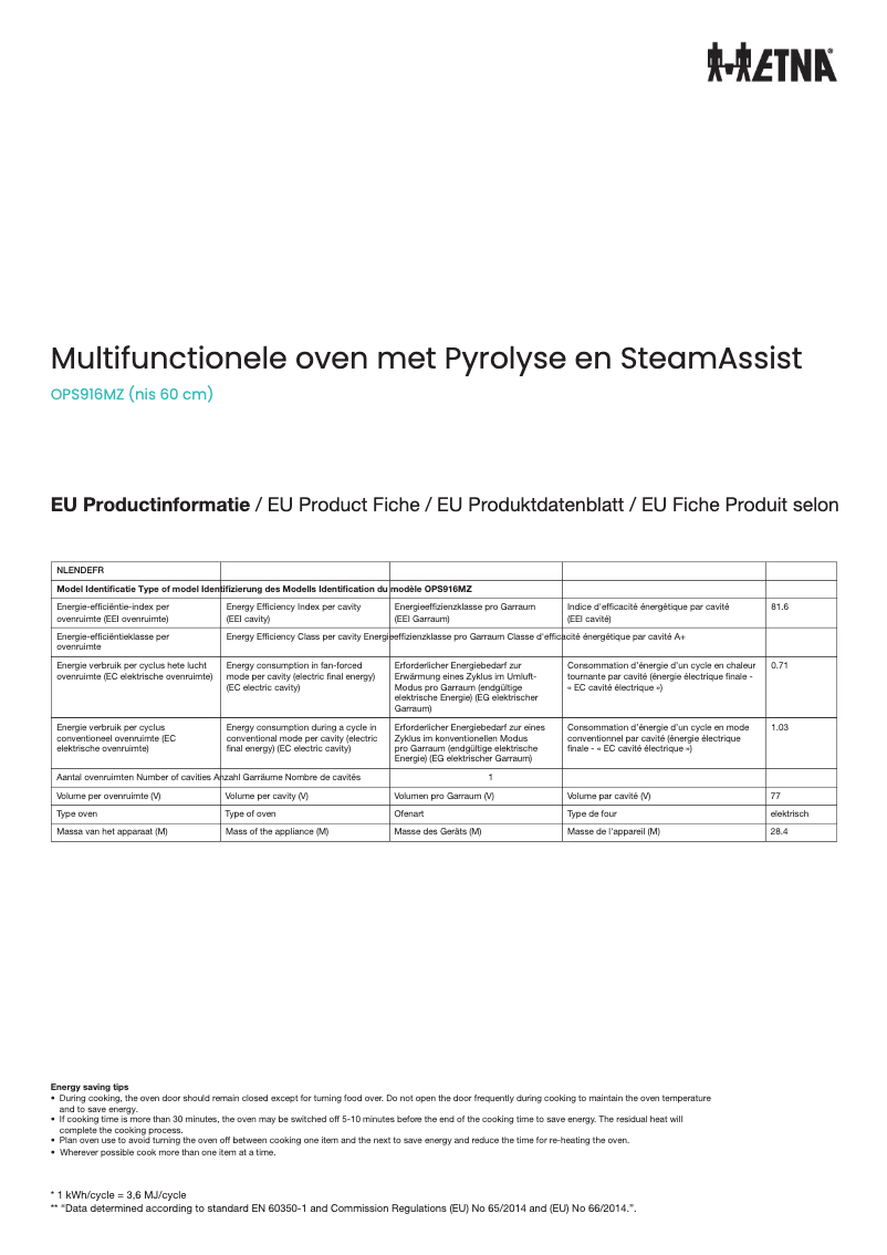 Image de la première page du manuel de l'appareil OPS916MZ