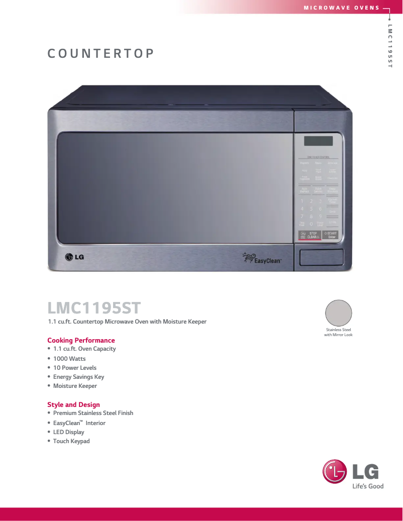 Página 1 del manual Ficha técnica LG LMC1195ST