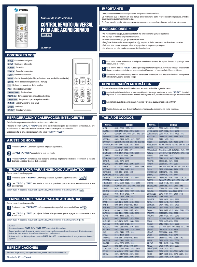 Página 1 del manual Manual de usuario Steren RM-505