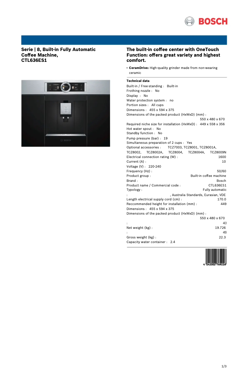Image de la première page du manuel de l'appareil CTL636ES1