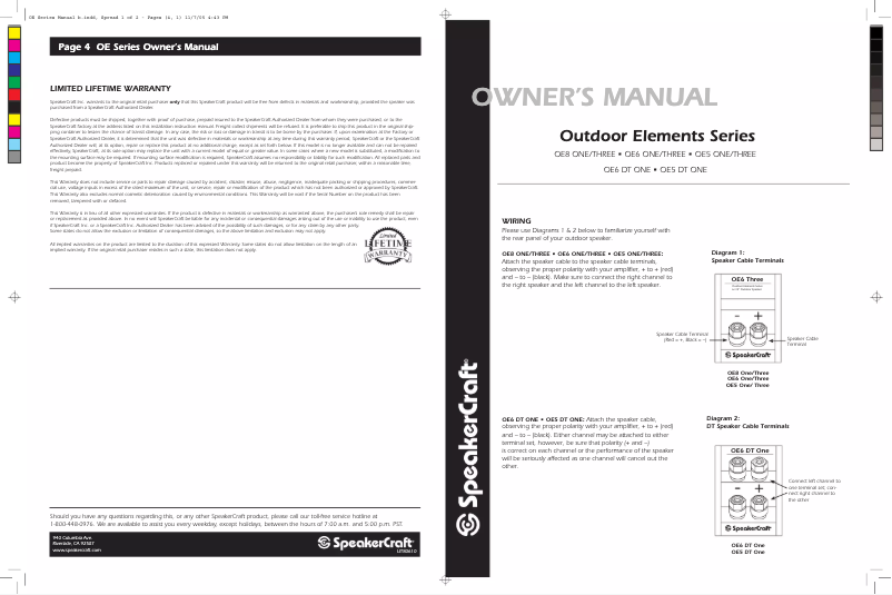 Page 1 de la notice Manuel utilisateur SpeakerCraft OE5 Three
