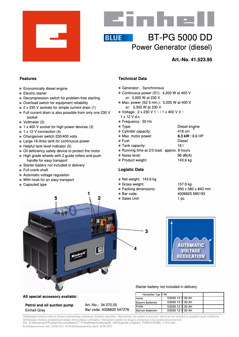 Image de la première page du manuel de l'appareil BT-PG 5000 DD