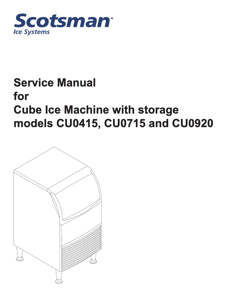 Page n°1 - Manuel utilisateur Scotsman CU0920MA-1