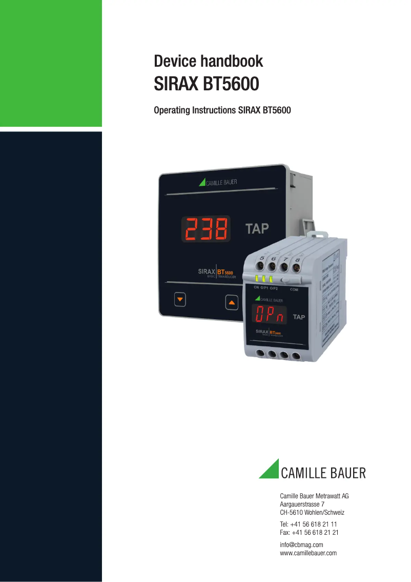 Page 1 de la notice Manuel utilisateur Camille Bauer SIRAX BT5600