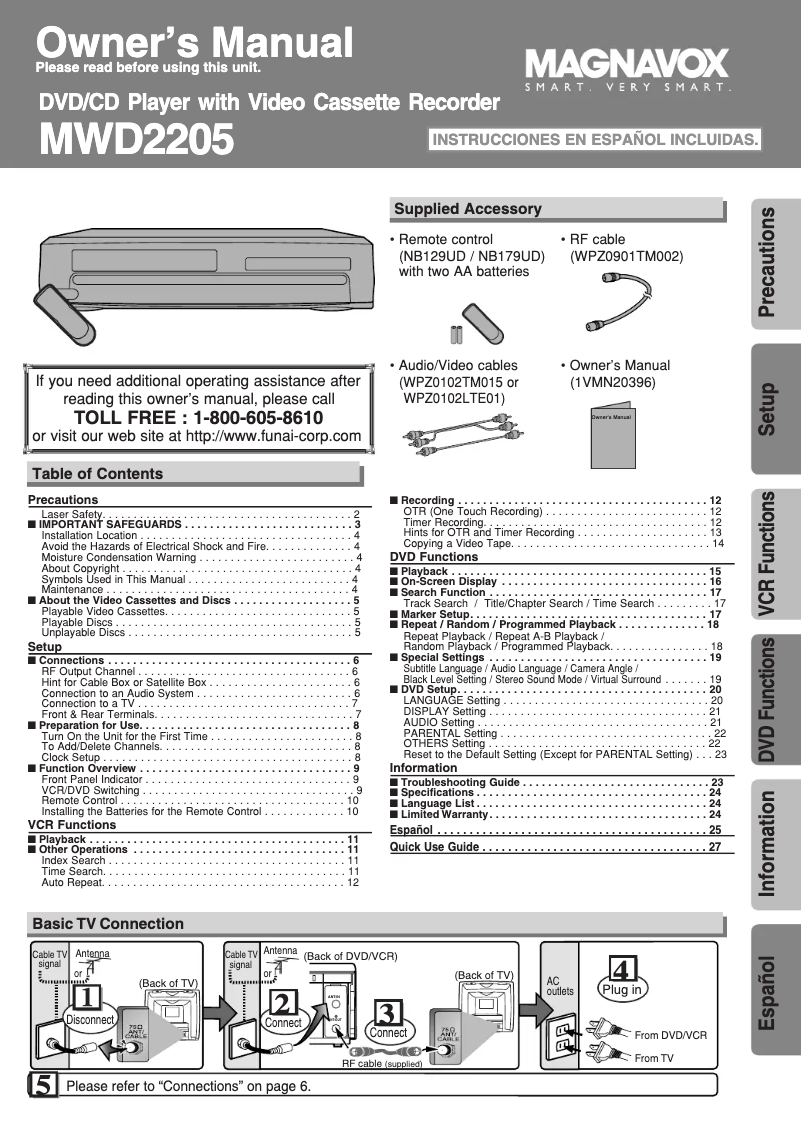 Page 1 de la notice Manuel utilisateur Magnavox MWD2205