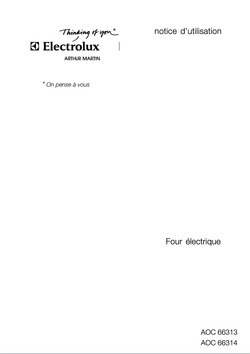 Page 1 de la notice Manuel utilisateur Arthur Martin-Electrolux AOC 66313 X