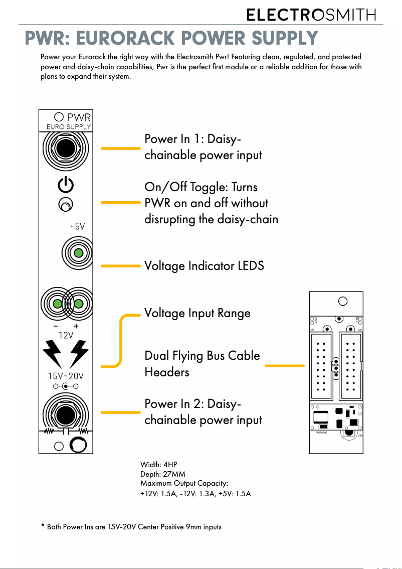 Image de la première page du manuel de l'appareil PWR Eurorack Power Supply