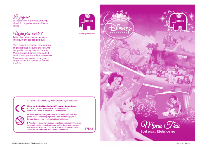Page 1 de la notice Manuel utilisateur Jumbo Disney Princess Memo Trio