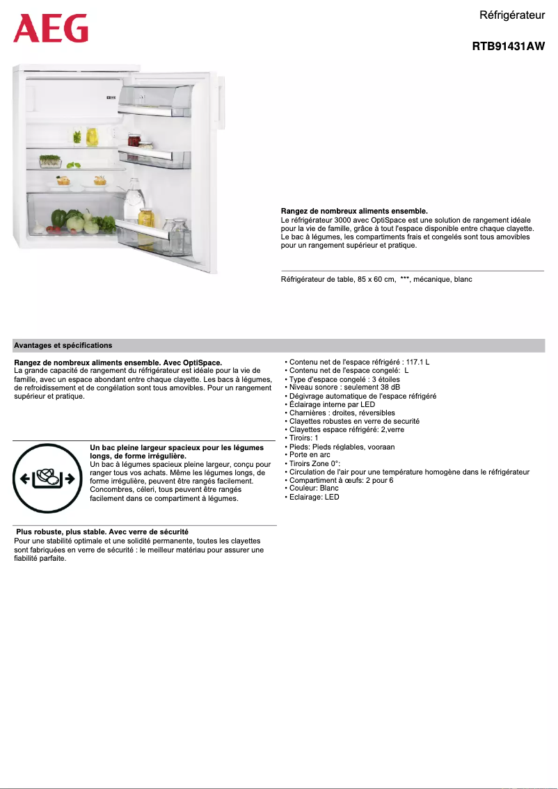 Página 1 del manual Ficha técnica AEG RTB91431AW