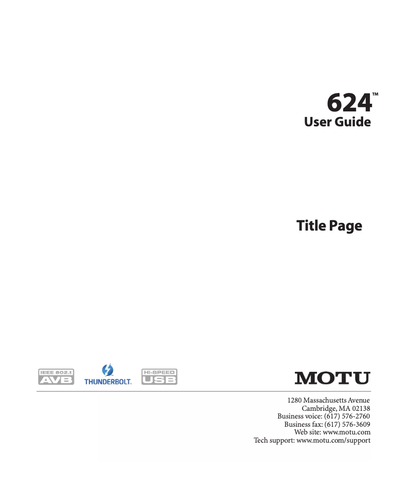 Página 1 del manual Manual de usuario Motu 624