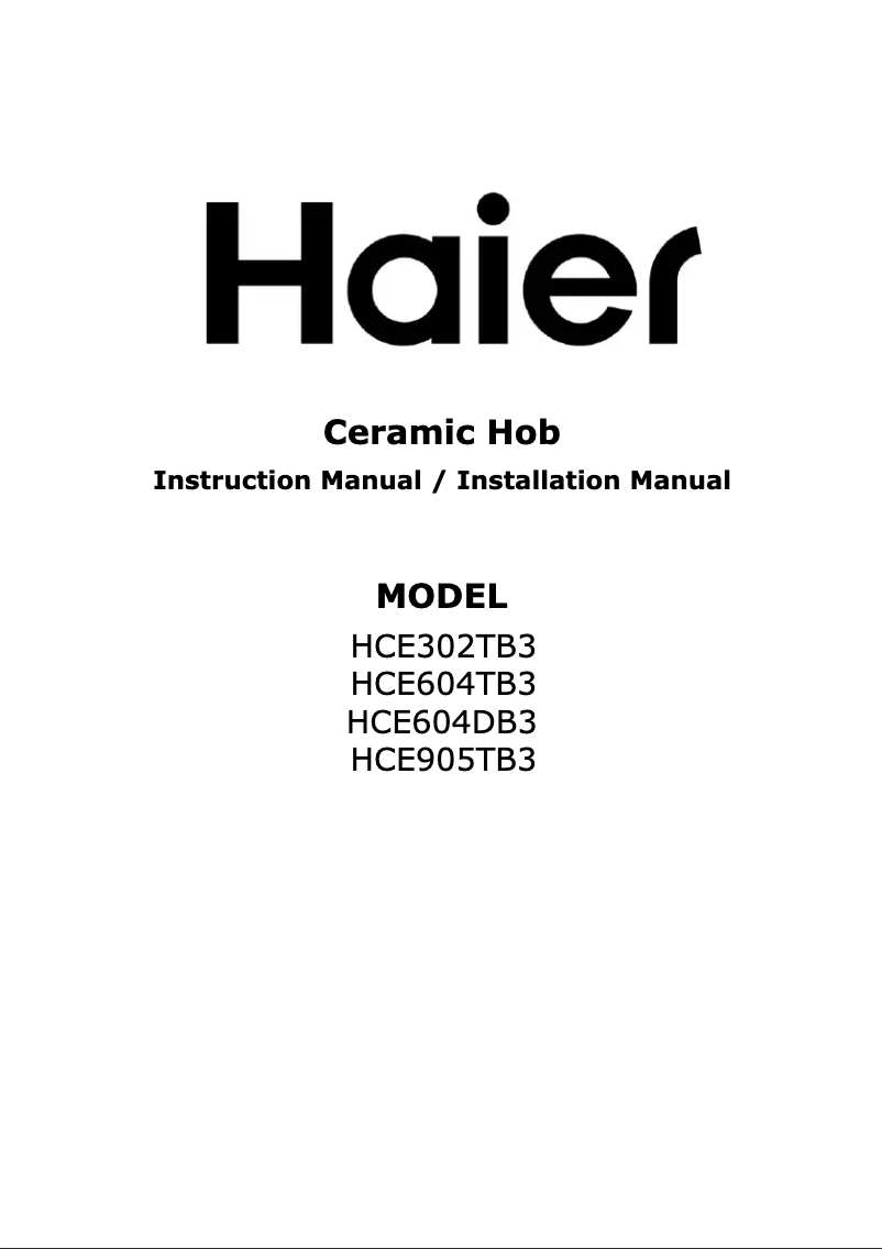 Image de la première page du manuel de l'appareil HCE905TB3