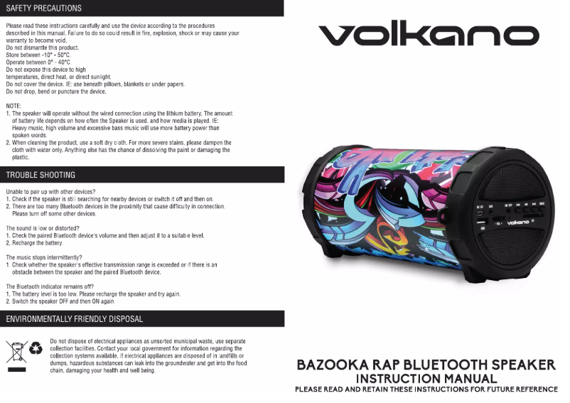 Page n°1 - Manuel utilisateur Volkano Bazooka Rap