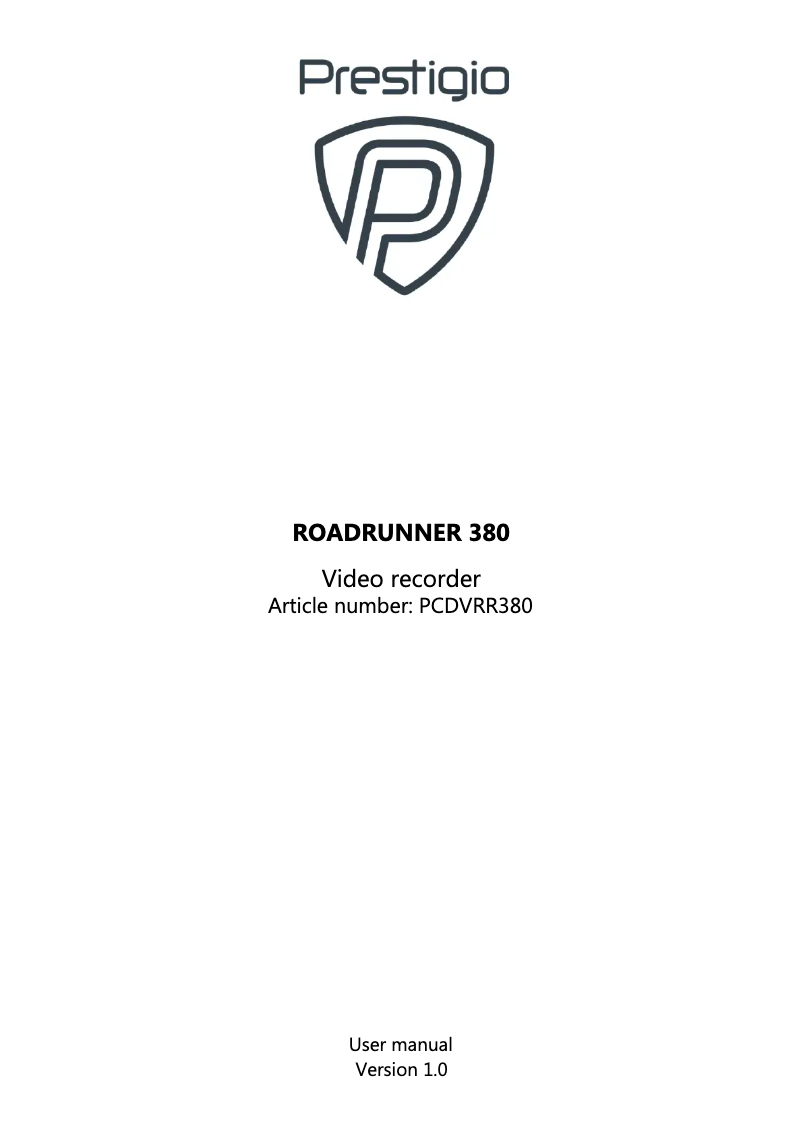 Image de la première page du manuel de l'appareil RoadRunner 380
