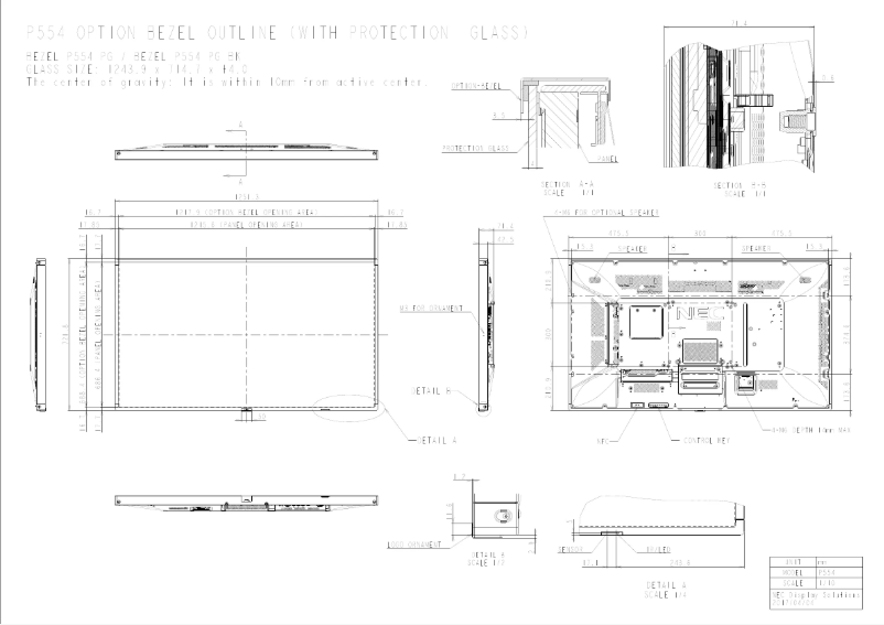 Page 1 de la notice Dessin technique NEC MultiSync P554 PG