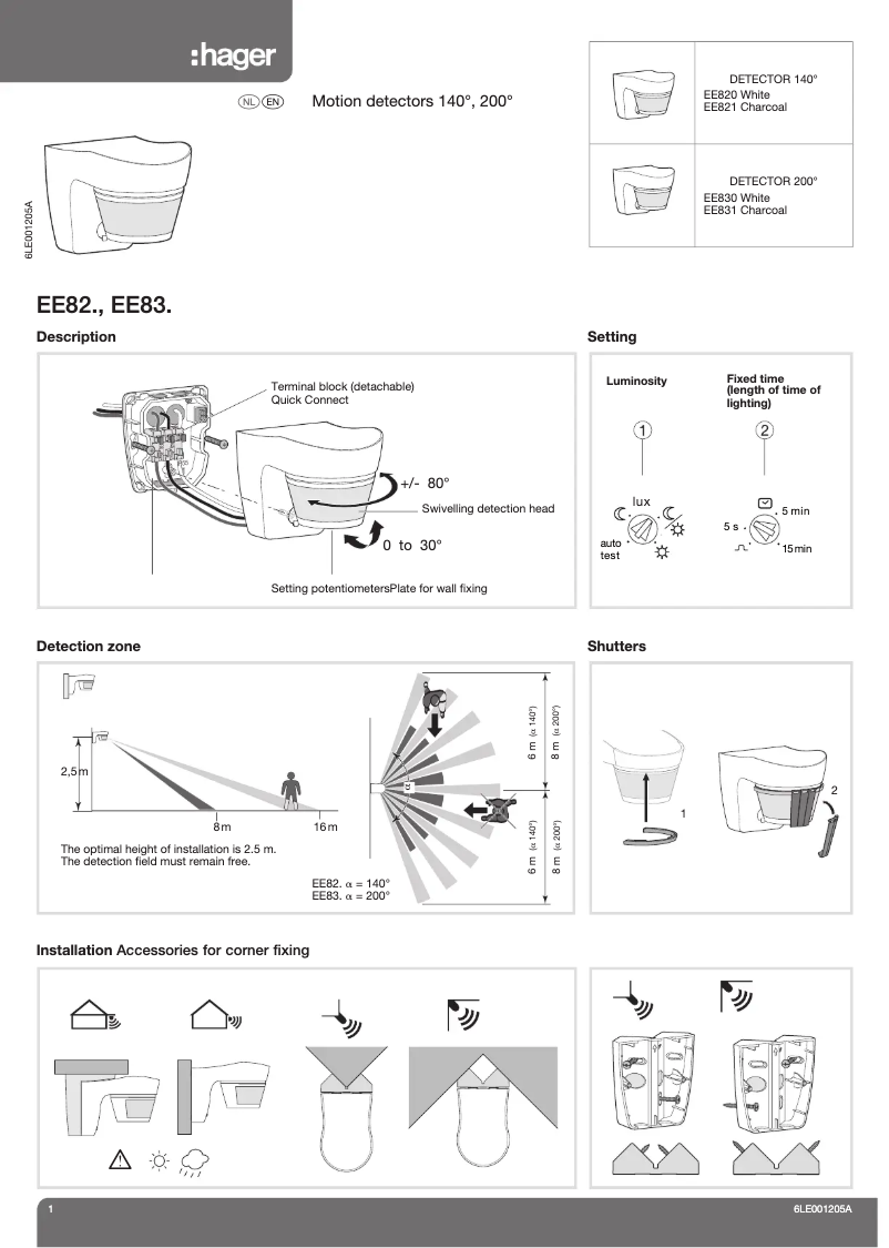Page 1 de la notice Manuel utilisateur Hager EE830