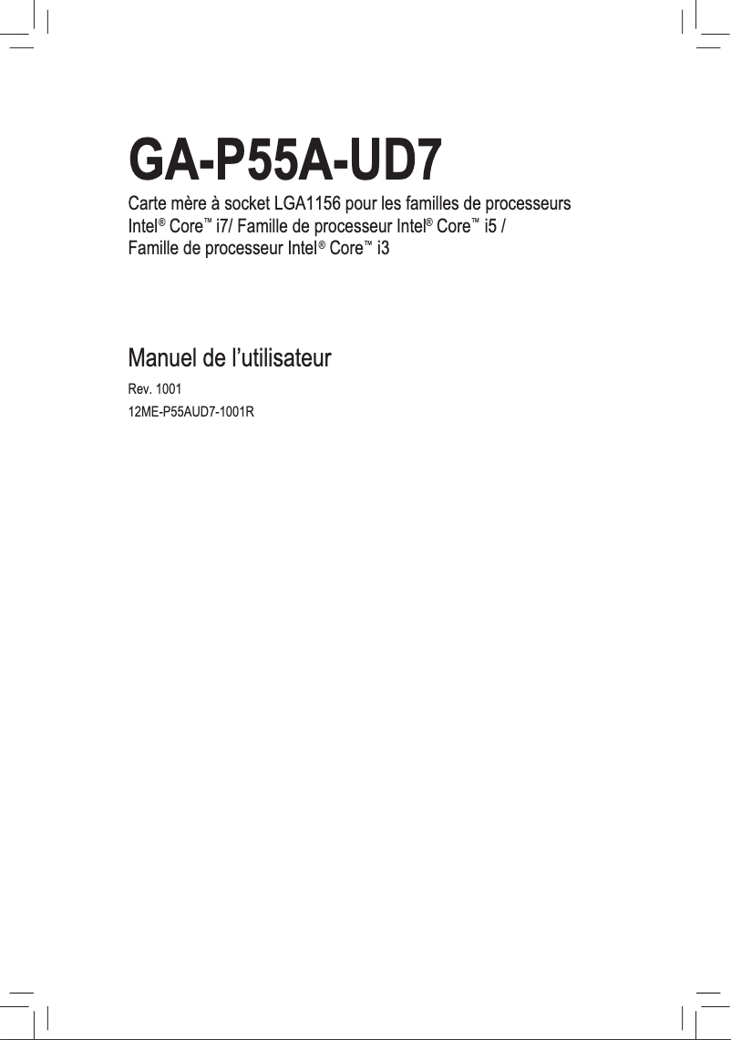 Page n°1 - Manuel utilisateur Gigabyte GA-P55A-UD7