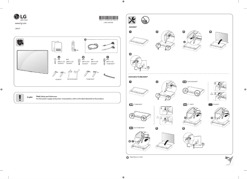 Page 1 de la notice Manuel utilisateur LG 50UK6500PPC