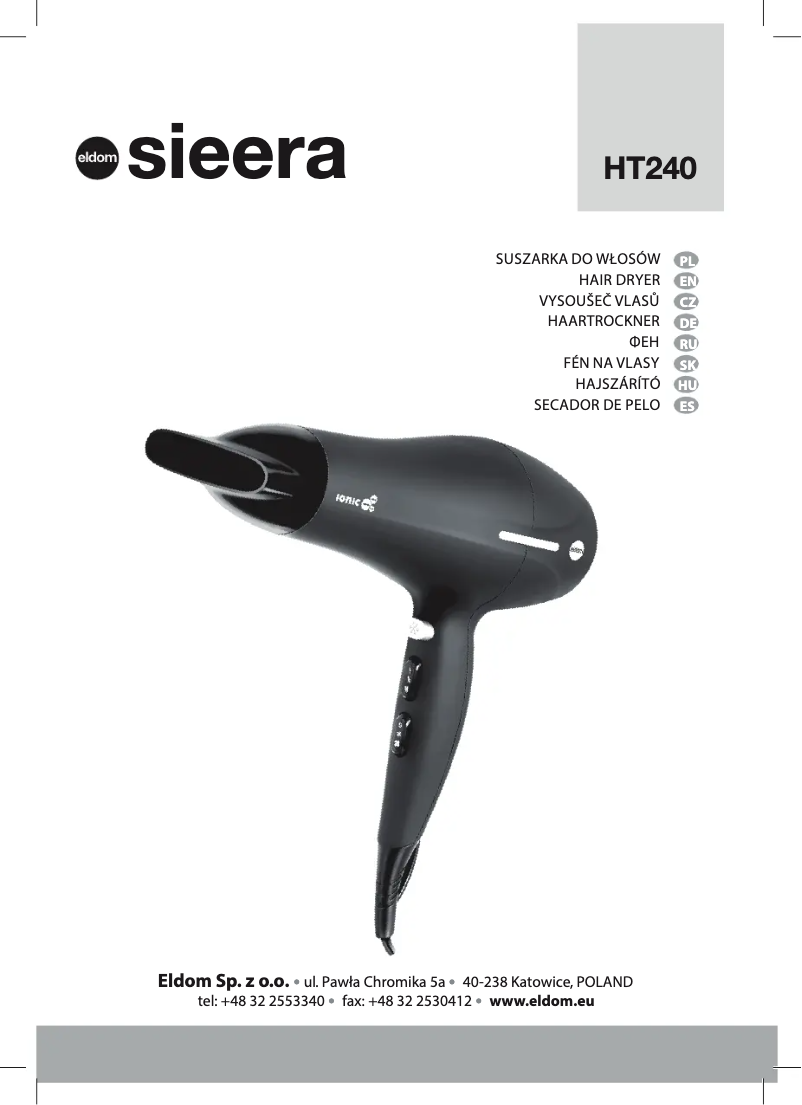 Image de la première page du manuel de l'appareil Sieera HT240