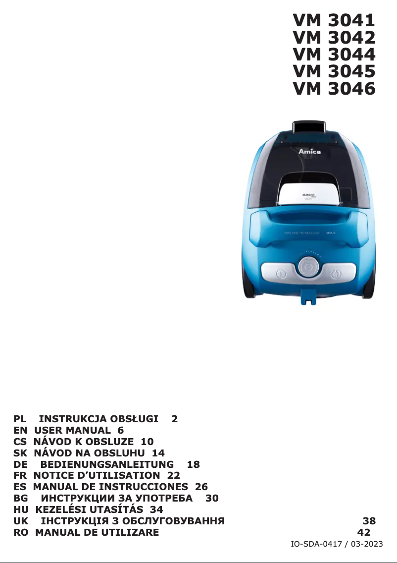 Image de la première page du manuel de l'appareil Bagio Eco VM 3046
