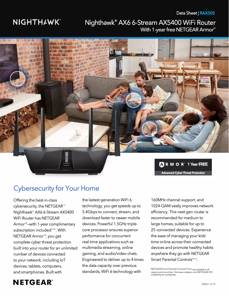 Image de la première page du manuel de l'appareil Nighthawk AX6 RAX50S