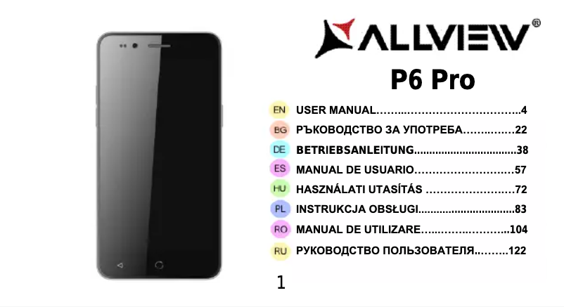 Page 1 de la notice Manuel utilisateur Allview P6 Pro