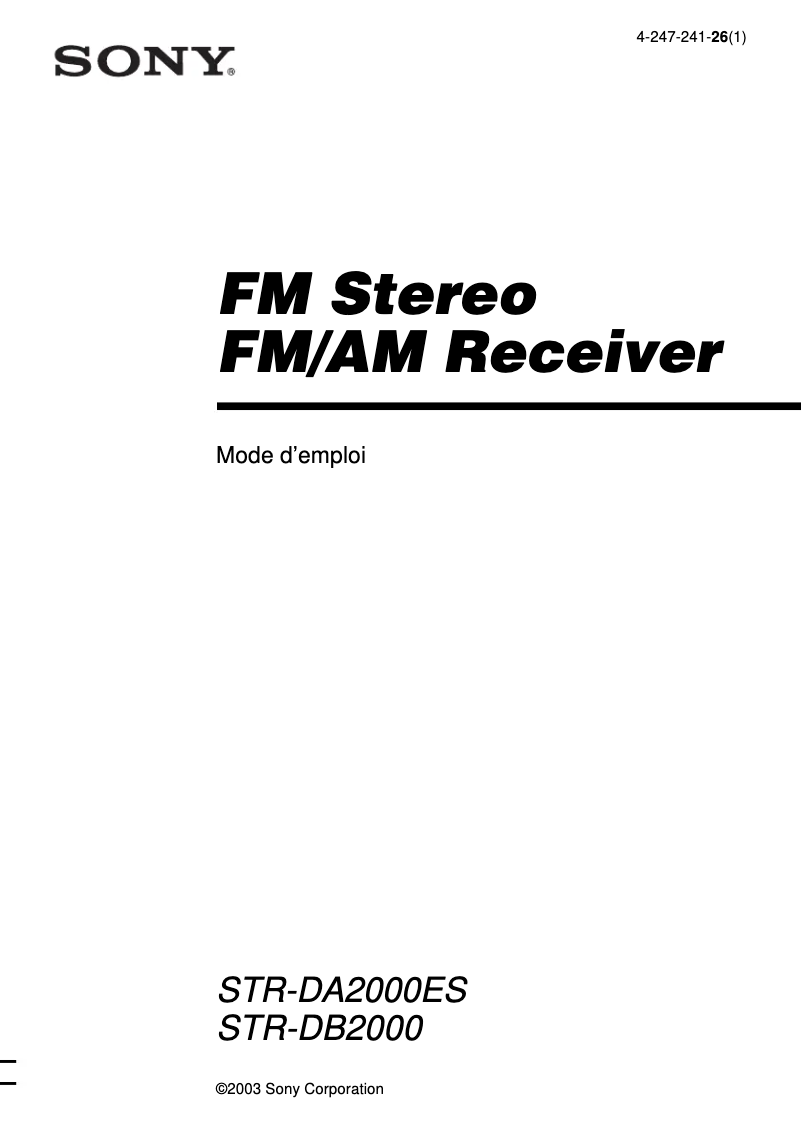 Image de la première page du manuel de l'appareil STR-DB2000