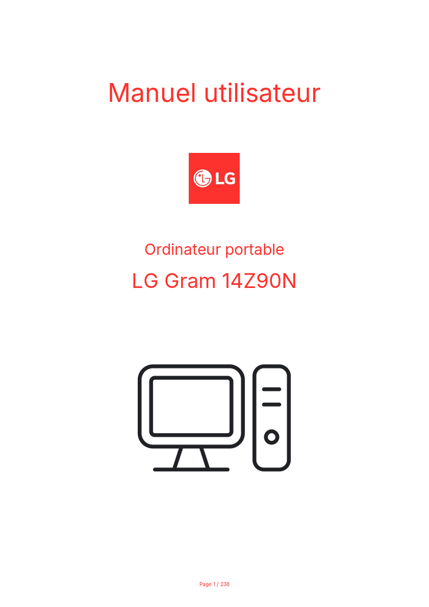 Page n°1 - Manuel utilisateur LG Gram 14Z90N