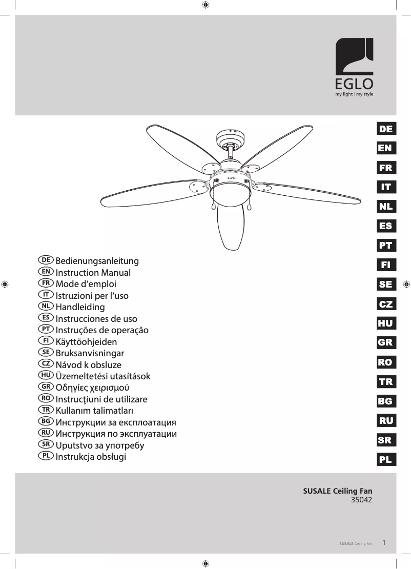 Page 1 de la notice Manuel utilisateur Eglo Susale