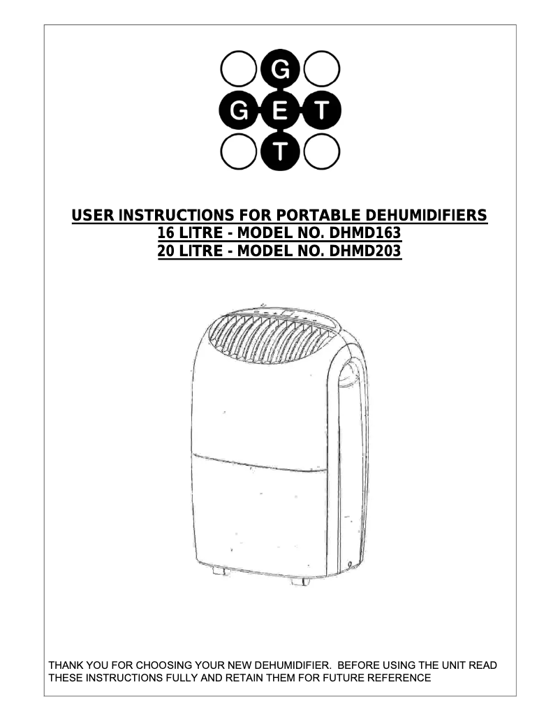 Page n°1 - Manuel utilisateur GET DHMD203