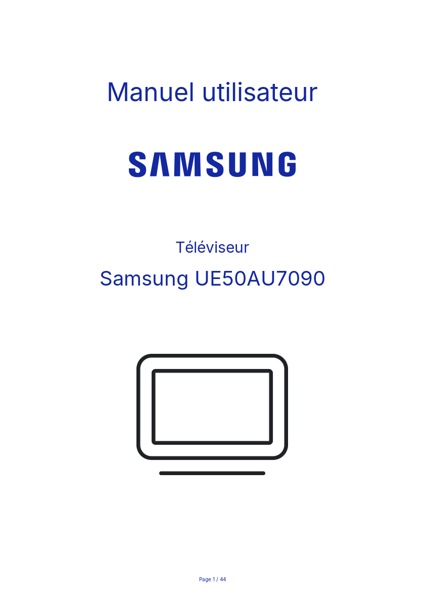 Page n°1 - Manuel utilisateur Samsung UE50AU7090