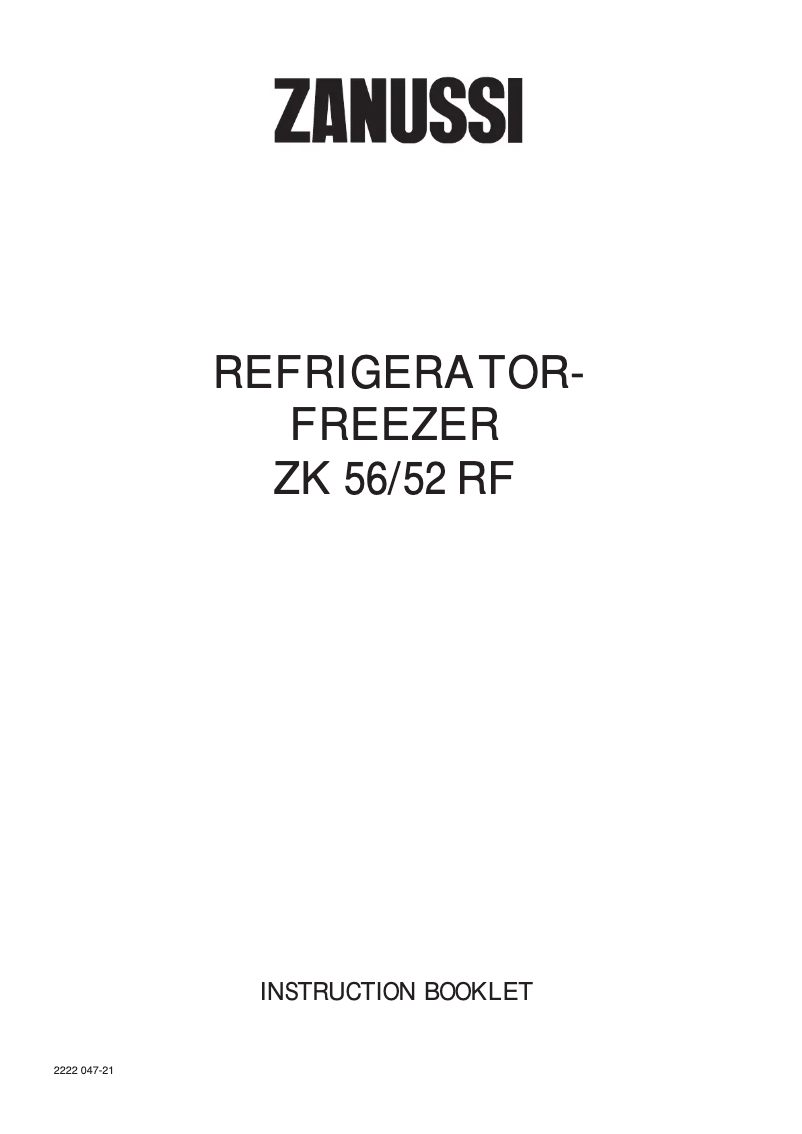 Page 1 de la notice Manuel utilisateur Zanussi ZK56/48R