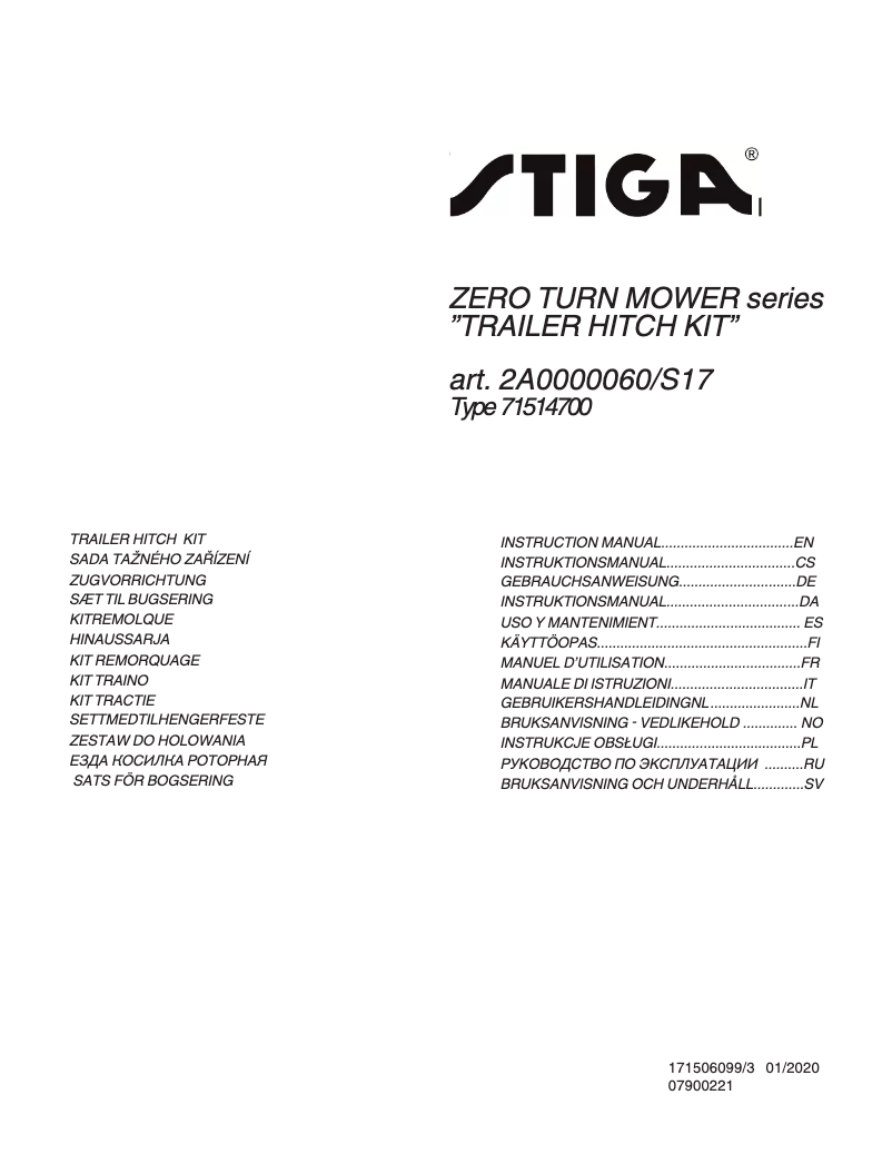 Page 1 de la notice Manuel utilisateur Stiga ZT 3107 T