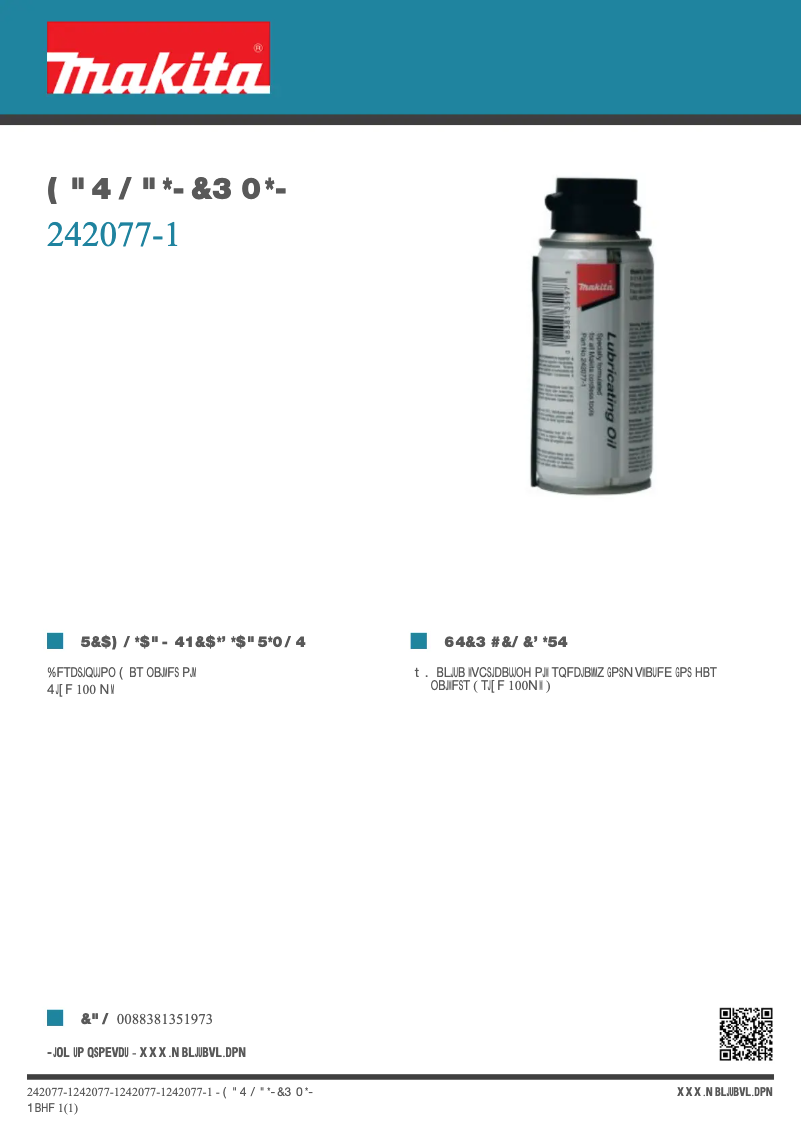 Page 1 de la notice Fiche technique Makita 242077-1