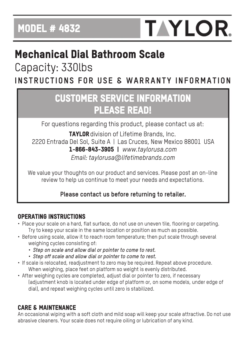 Image de la première page du manuel de l'appareil 4832