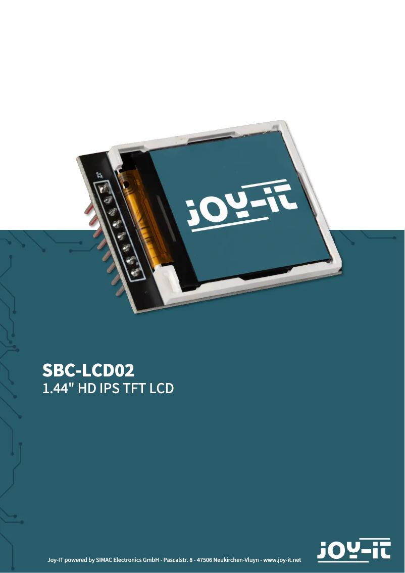 Page n°1 - Manuel utilisateur Joy-It SBC-LCD02
