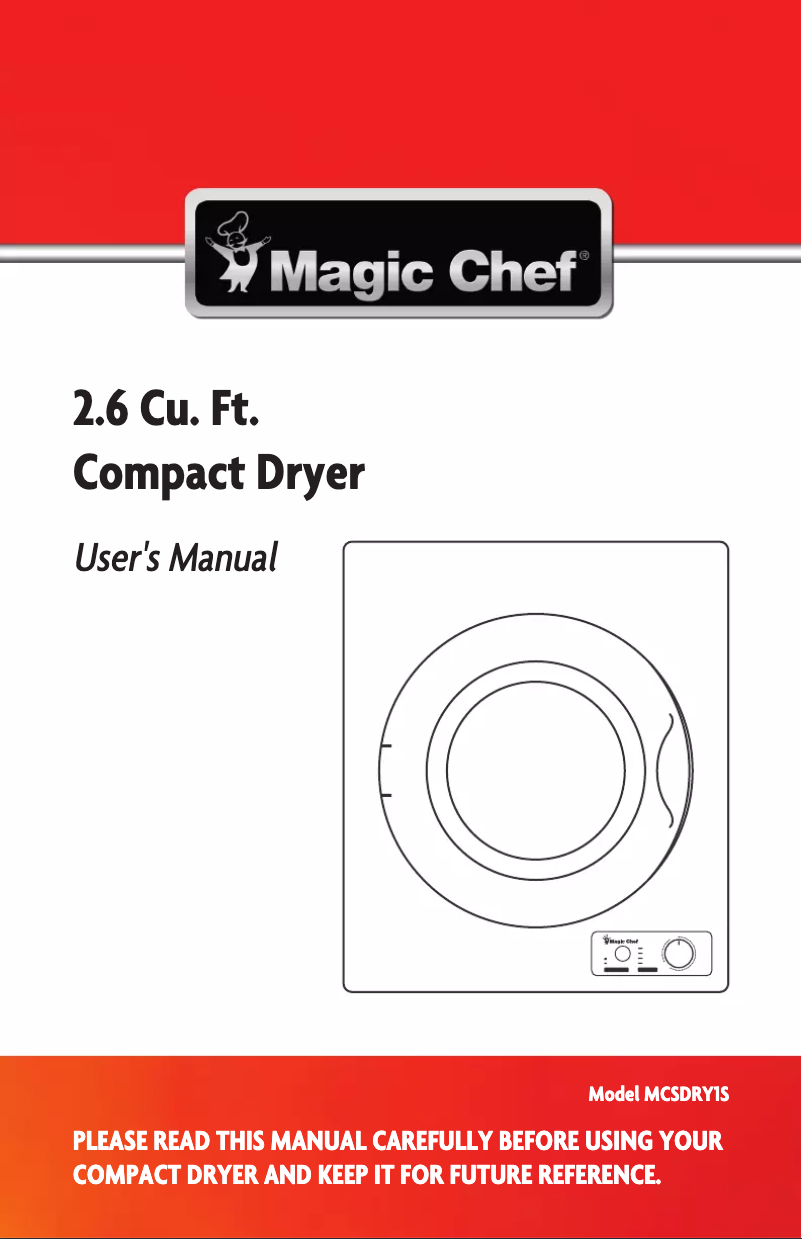 Page 1 de la notice Mode d'emploi Magic Chef MCSDRY1S