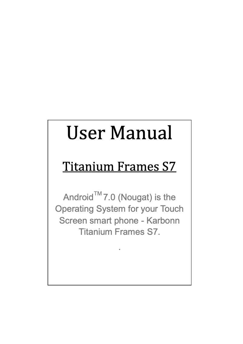Image de la première page du manuel de l'appareil Titanium Frames S7