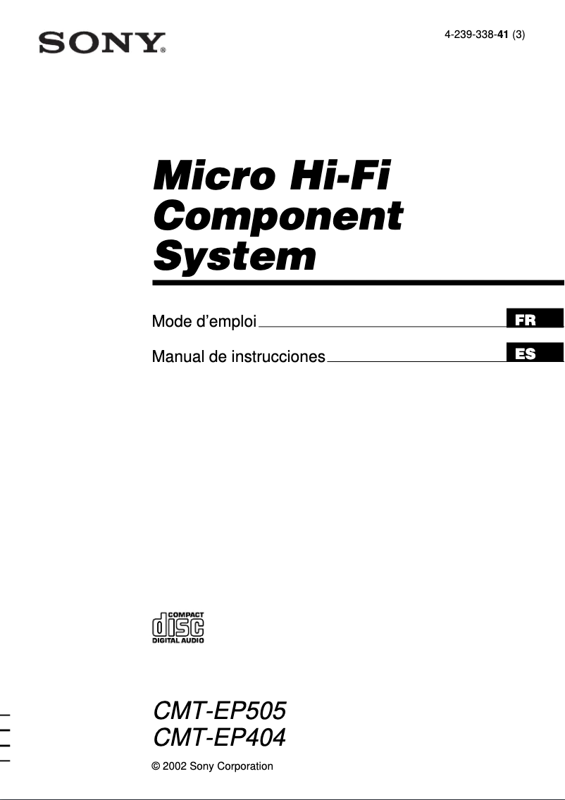 Page 1 de la notice Manuel utilisateur Sony CMT-EP505