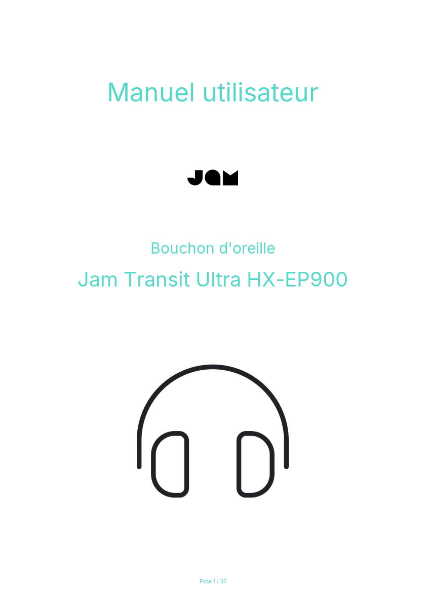 Page n°1 - Manuel utilisateur Jam Transit Ultra HX-EP900