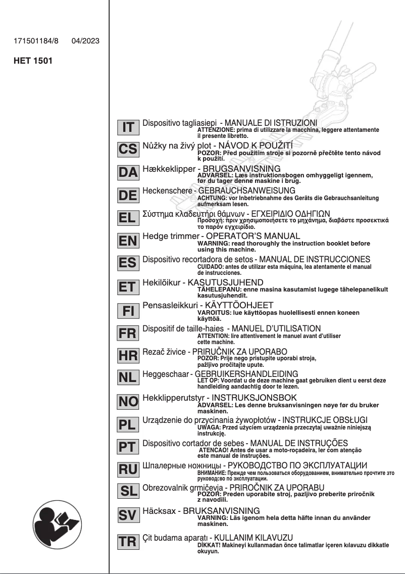 Page n°1 - Manuel utilisateur Stiga HET 1501